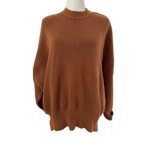 Free People Easy Street Ribbed Tunic Sweater Size XS Orange Oversized Bohemian
